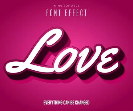 Love text, editable font effect Stock Illustration