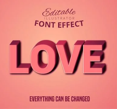 Love text, editable text style Stock Illustration