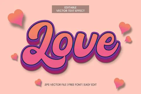 LOVE TEXT EFFECT 스톡 일러스트