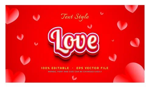 Love Text Effect 스톡 일러스트