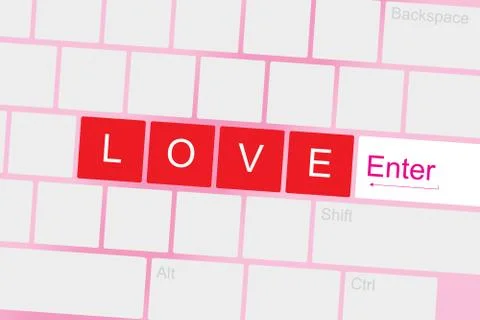 Love text on keyboard Stock Illustration