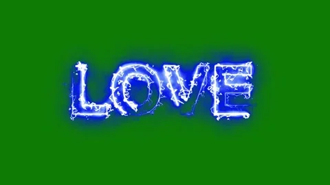 Love text with lightning energy sparks path effect on green screen background Stock Footage 343661728