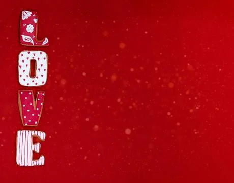 Love Text on Red Background. Stock Photos