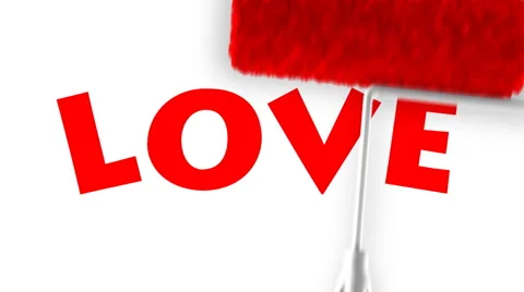 Love Text - Roller Painting (Loop with Matte) Video stock 1008736