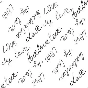 Love text Seamless pattern. Text backgrounds applicable in printing, textiles Stockillustratie