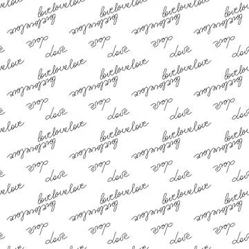 Love text Seamless pattern. Text backgrounds applicable in printing, textiles Stock Illustration