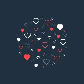 Love theme pattern with hearts Stock Illustration