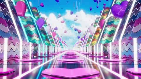 Love-themed neon wave dynamic stage background playing in a loop Video stock 336948337