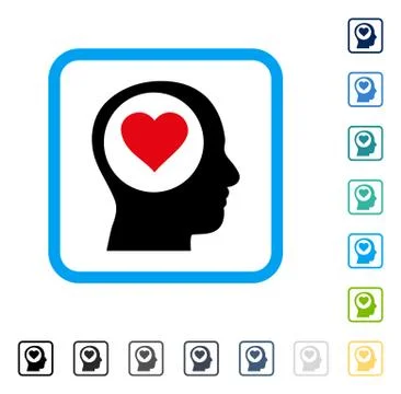 Love Thinking Head Framed Vector Icon Stockillustratie