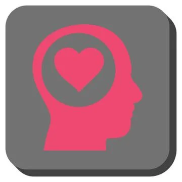 Love Thinking Head Rounded Square Button 스톡 일러스트