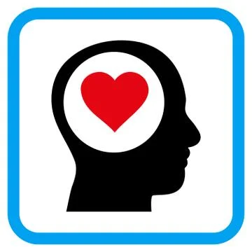 Love Thinking Head Vector Icon in a Frame 스톡 일러스트
