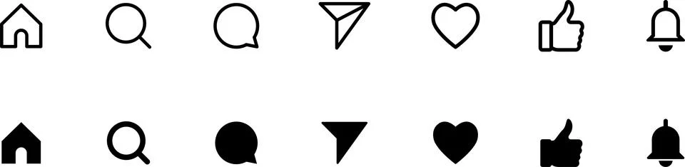 Like, love, thumbs up, comment, share, speech bubble, and arrow repost icon Illustrazione stock