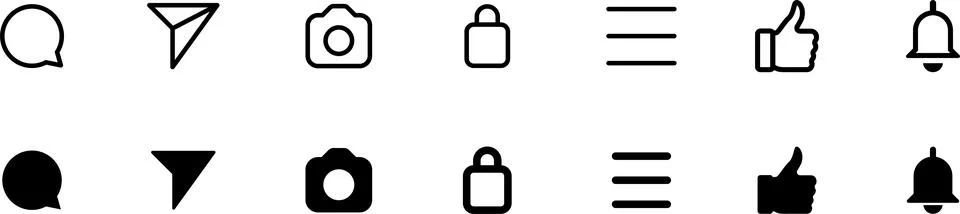 Like, love, thumbs up, comment, share, speech bubble, and arrow repost icon Stock Illustration