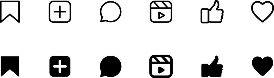 Like, love, thumbs up, comment, share, speech bubble, and arrow repost icon Stockillustratie