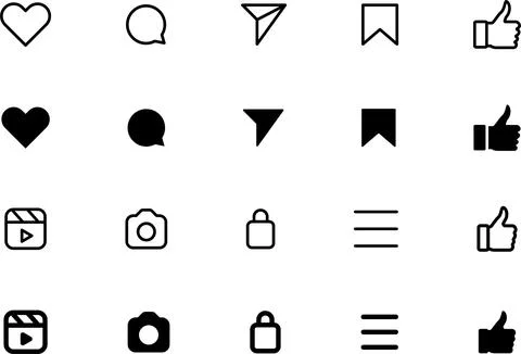 Like, love, thumbs up, comment, share, speech bubble, and arrow repost icon Stock Illustration