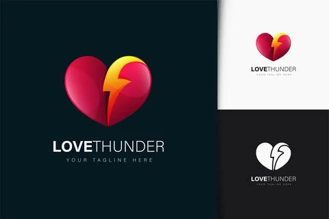 Love thunder logo design with gradient Stock Illustration