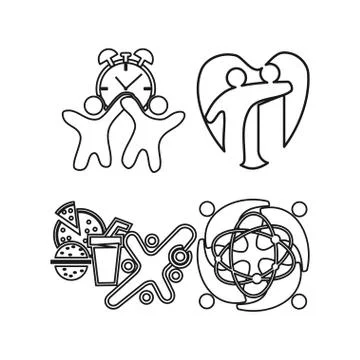 Love time food Commitment Teamwork Together Outline Logo Illustrazione stock