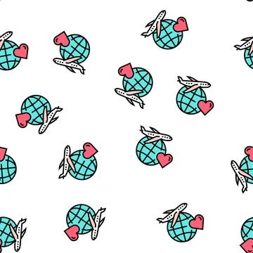 Love for traveling vector seamless pattern Stock Illustration