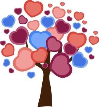 Love tree with heart leaves Stock Illustration