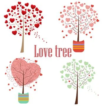 Love tree with heart leaves Stock Illustration