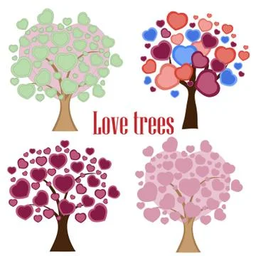 Love tree with heart leaves Stock Illustration
