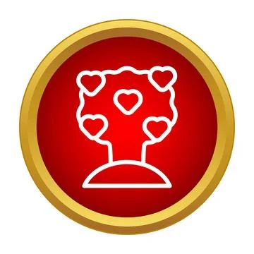 Love tree with hearts inside a red button Stock Illustration