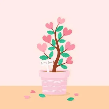 Love tree pot Stock Illustration