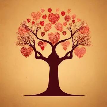Love tree with root logo template Stock Illustration