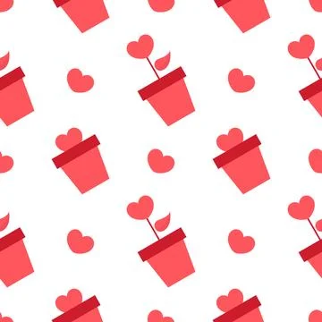 Love tree seamless pattern Illustrazione stock