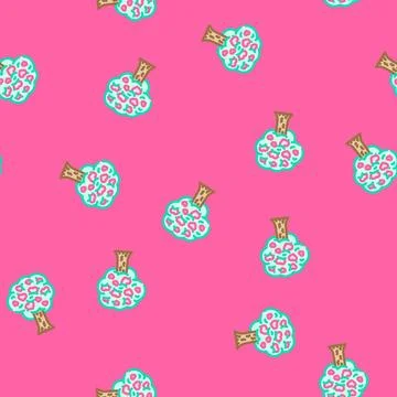 Love tree vector seamless pattern Illustrazione stock