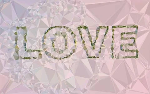 LOVE, Triangular  low poly, mosaic pattern background, Vector polygonal illus Stock Illustration