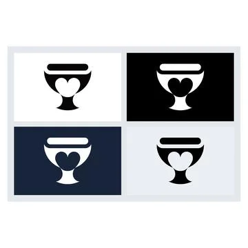 Love Trophy Cup Logo Icon Set Illustrazione stock