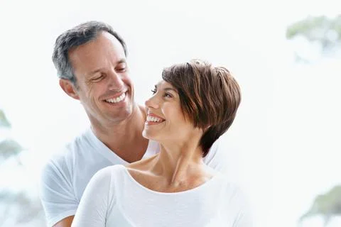 Love, trust or couple outdoor with trip, healthy relationship or bonding to.. Stock Photos