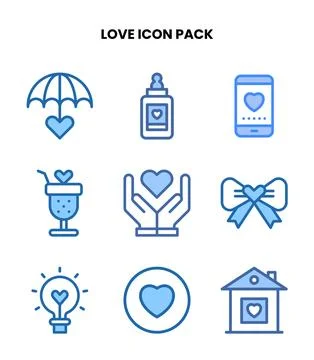 Love Two Colour Bundle Icons Pack Stock Illustration