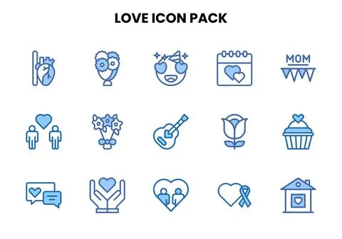 Love Two Colour Graphics Icons Pack Stock Illustration