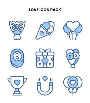 Love Two Colour Vector Icons Pack Stock-Illustration