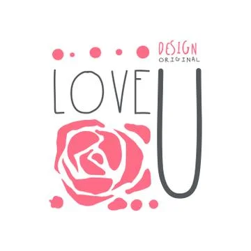 Love U logo template original design, colorful hand drawn vector Illustration Stock-Illustration