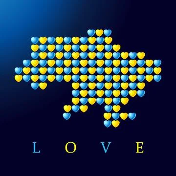 Love Ukraine, creative concept with map made of hearts Stock-Illustration