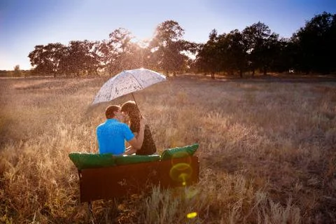Love under the rain Foto stock