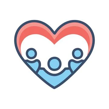 Love &amp; unity. Three figures holding hands under a heart symbol, representin.. Stock Illustration