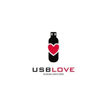 Love USB Flash Disk Icon Vector Logo Template Illustration Design Stock Illustration