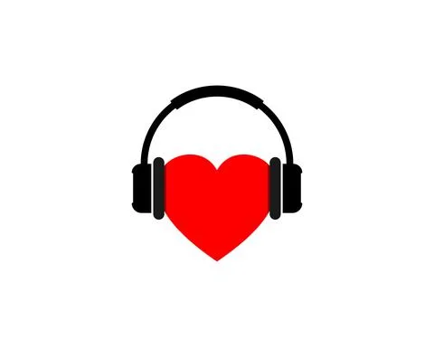 Love using headphone logo Illustrazione stock