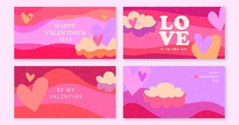 Love vector background, banner set. Valentines day pattern for romance post.. Illustrazione stock