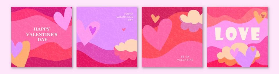 Love vector background, card set. Valentines day pattern for romance banner.. Stock Illustration