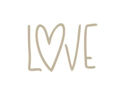 Love vector beige love text with heart. Valentine hand written lettering word 스톡 일러스트