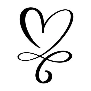 Love Vector black Heart shape frame with infinity sign brush icon. doodle Hand Stock Illustration
