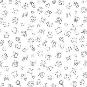 Love vector concept minimal seamless pattern in thin line style Stock Illustration