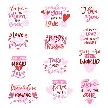 Love vector lovely calligraphy lovable lettering iloveyou quote with heart sign Stock Illustration