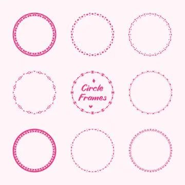 Love Vintage Circle Frames Set Elements for design label, badge, packaging Stock Illustration
