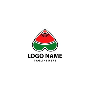 Love watermelon logo design vector Illustrazione stock